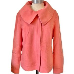 Lafayette 148 Pink Felted Wool Angora Jacket Coat Size 12 Collar Zip Salmon Chic